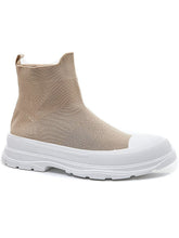Sock boots with white sole